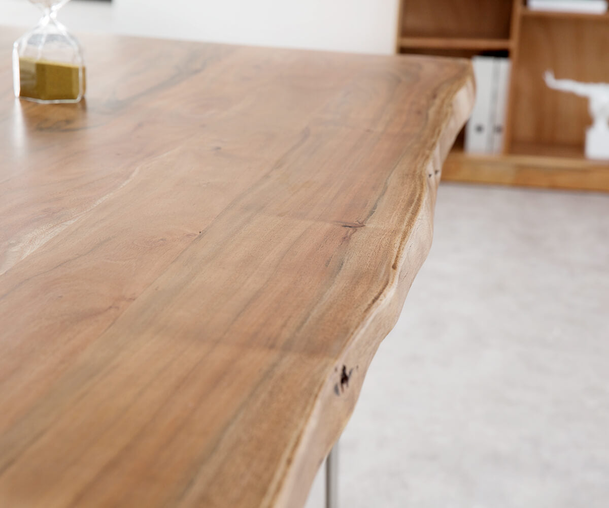 Desk Olympus Live-Edge 170x170cm Natural Acacia Wood Frame Silver