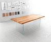 Dining Table Olympus Live Edge Acacia Wood Natural Glass Frame 140-300cm