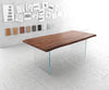 Dining Table Olympus Live Edge Acacia Wood Brown Glass Frame 180-300cm