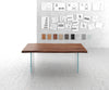 Dining Table Olympus Live Edge 200cm Acacia Wood Brown Glass Frame 55mm Top