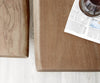 Dining Table Olympus Live Edge 200cm Acacia Wood Brown Glass Frame 55mm Top