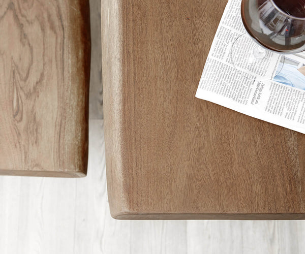 Dining Table Olympus Live Edge 200cm Acacia Wood Brown Glass Frame 55mm Top