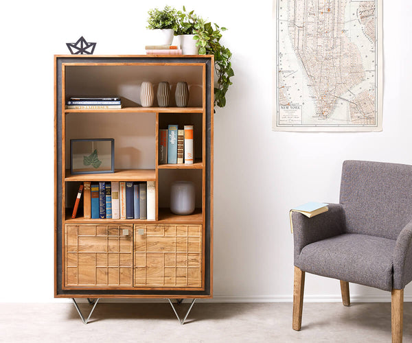 Display Cabinet Stonegrace 88cm 3D Acacia Wood Natural