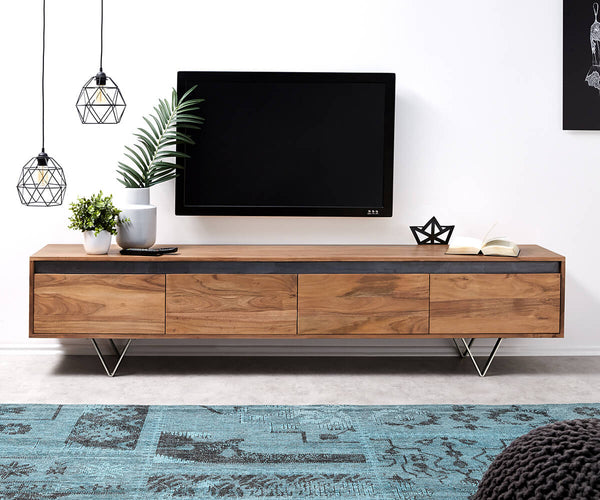 TV Stand Stonegrace 200cm Acacia Wood Natural Slate