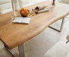 Dining Table Olympus Live Edge 180cm Acacia Wood Natural Square Frame Slim Steel 55mm Top