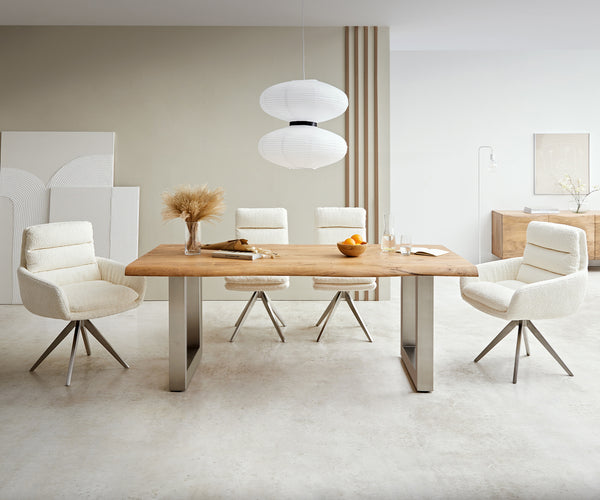 Dining Table Olympus Live Edge 180cm Acacia Wood Natural Square Frame Steel 55mm Top