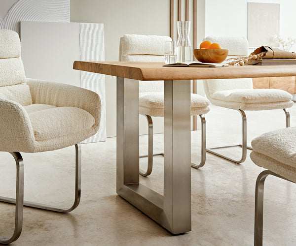 Dining Table Olympus Live Edge 180cm Acacia Wood Natural Square Frame Steel 55mm Top