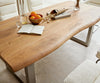Dining Table Olympus Live Edge 180cm Acacia Wood Natural Square Frame Steel 55mm Top