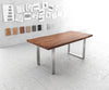 Dining Table Olympus Live Edge Acacia Wood Brown Square Frame Slim Steel 140-300cm