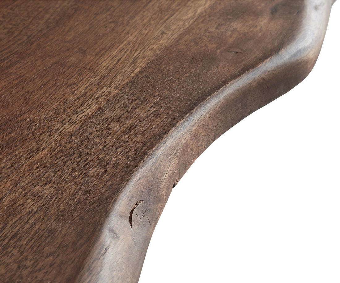 Dining Table Olympus Live-Edge 180x90cm Acacia Wood Brown Slanted Frame Black