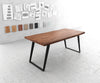 Dining Table Olympus Live-Edge 180x90cm Acacia Wood Brown Slanted Frame Black