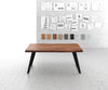 Dining Table Olympus Live-Edge 180x90cm Acacia Wood Brown Slanted Frame Black