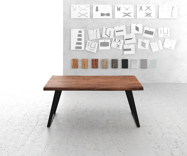 Dining Table Olympus Live-Edge 180x90cm Acacia Wood Brown Slanted Frame Black