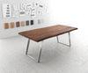 Dining Table Olympus Live Edge 200cm Acacia Wood Brown Slanted Frame Steel 55mm Top