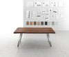 Dining Table Olympus Live Edge 200cm Acacia Wood Brown Slanted Frame Steel 55mm Top