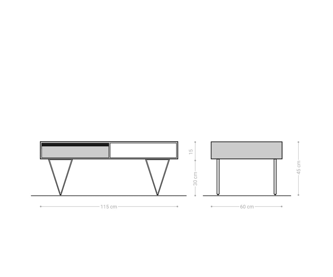Coffee Table Stonegrace Straight-Edge 115x60x45cm Acacia Wood Natural Slate
