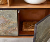 Display Cabinet Juwelo 88x135cm Acacia Wood Natural Stone Veneer