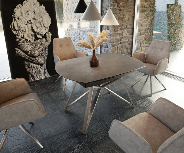 Dining Table Carlow Extendable 130-200cm Ceramic Brown Spider Frame Steel