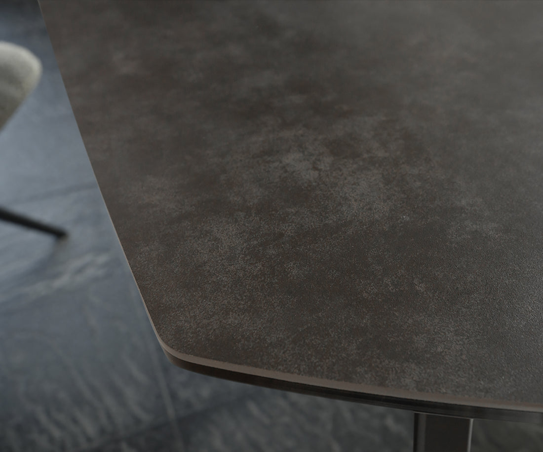 Extendable Dining Table Carlow 130-200cm Ceramic Grey Spider Frame Black