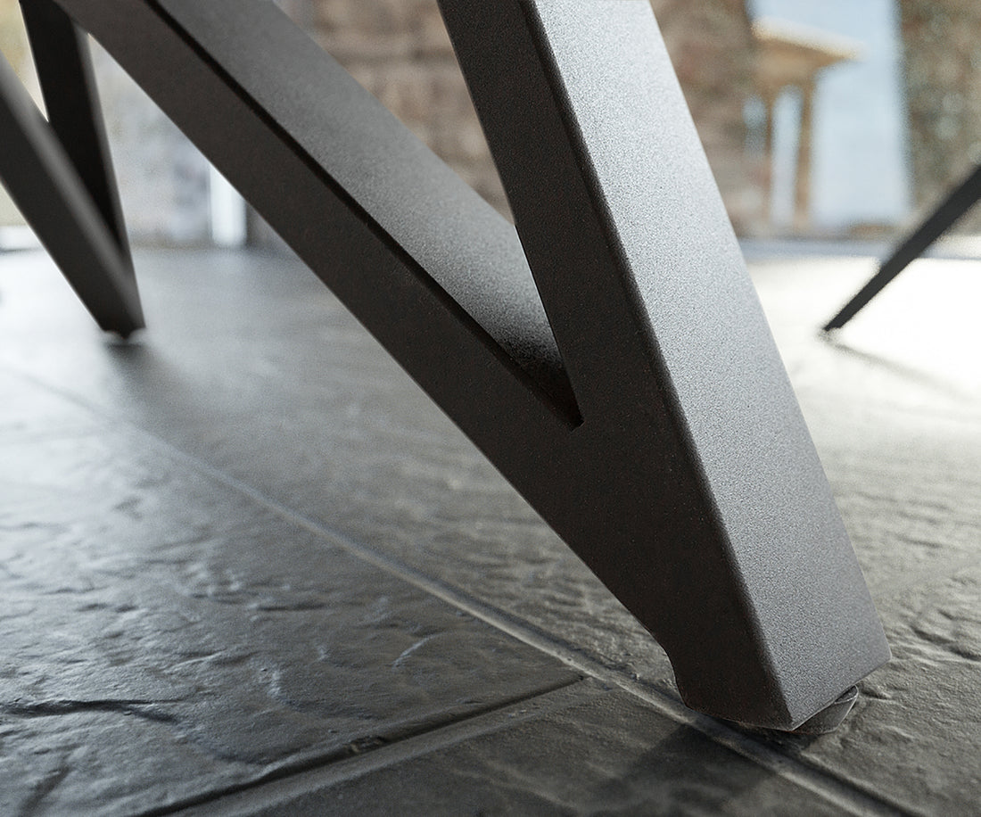 Extendable Dining Table Carlow 130-200cm Ceramic Grey Spider Frame Black