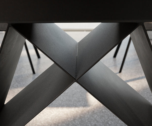 Dining Table Aurora 160-200x90cm Ceramic Grey V-Frame Black