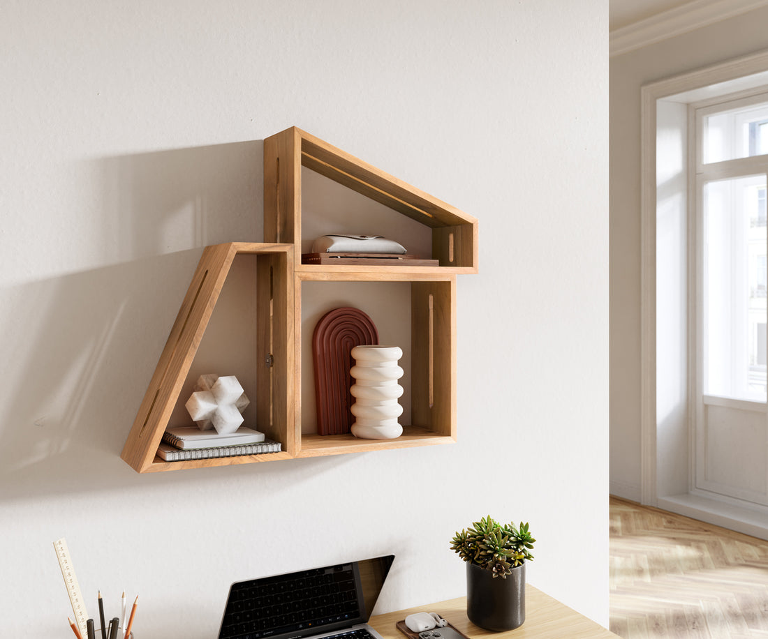 Wall Shelves Wyatt 70X55 cm Set Of 3 Acacia Wood Natural