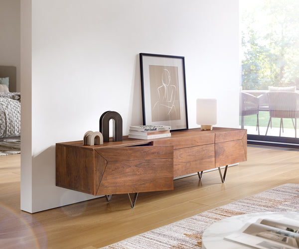 TV Stand Wyatt 175 cm 2 Doors Acacia Wood Brown