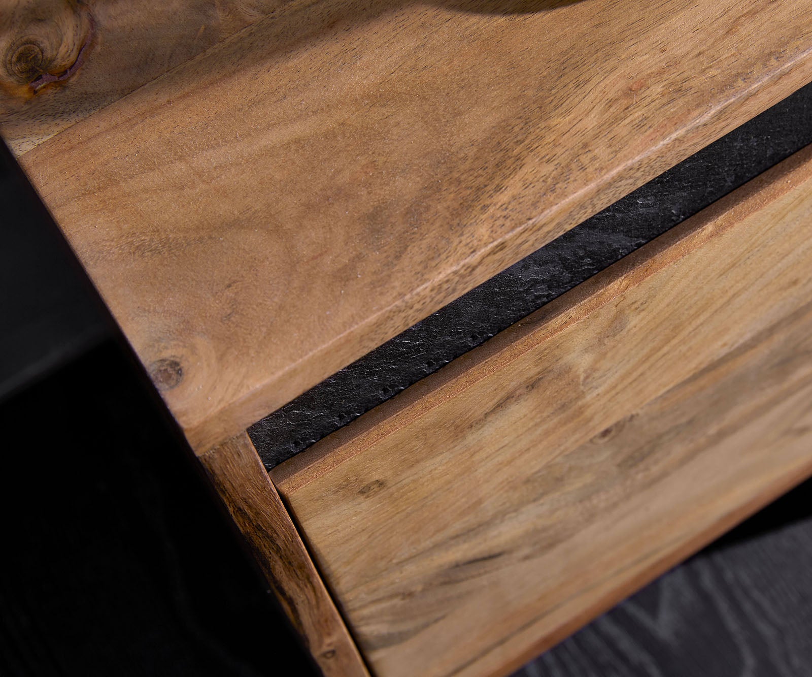TV Stand Stonegrace 240 cm 4 Doors Acacia Wood Natural Slate