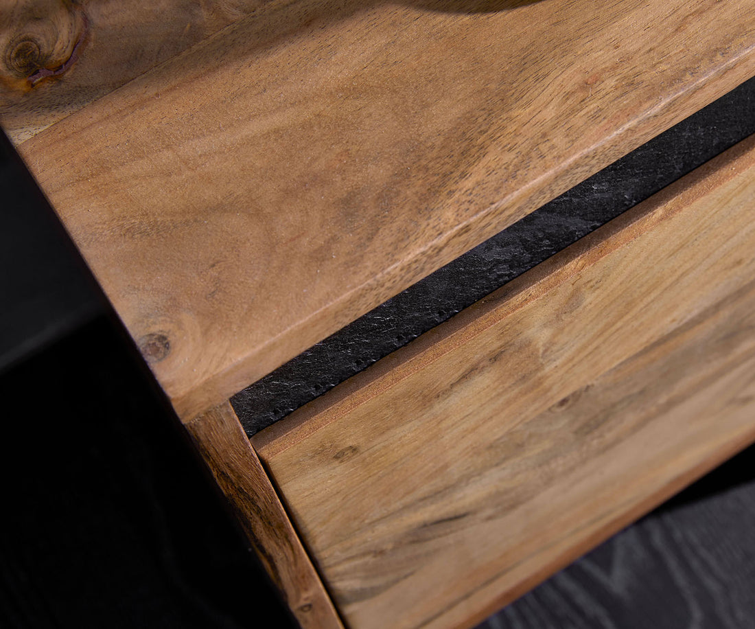 TV Stand Stonegrace Straight-Edge 240cm 4 Doors Acacia Wood Natural Slate