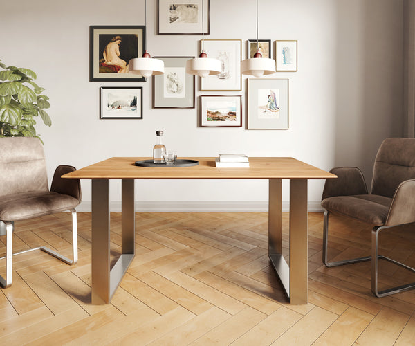 Dining Table Olympus 140x90cm Acacia Wood Natural Square Frame Slim Steel