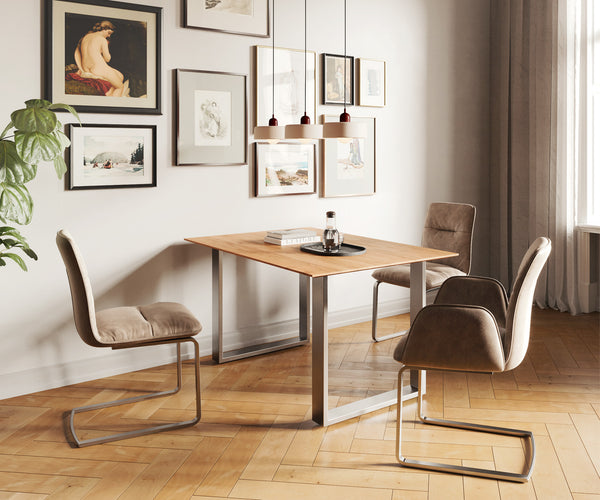 Dining Table Olympus 140x90cm Acacia Wood Natural Square Frame Slim Steel