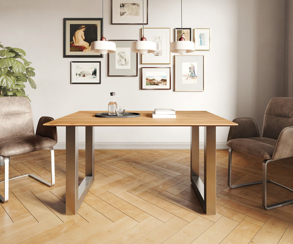 Dining Table Olympus 140x90cm Acacia Wood Natural Square Frame Slim Steel