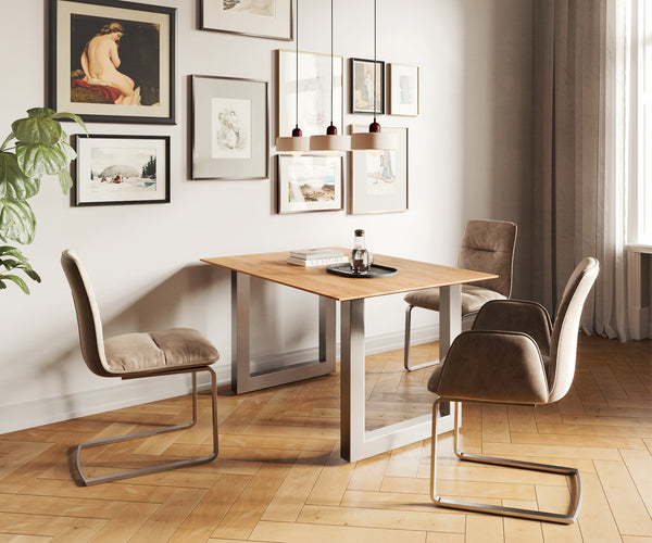 Dining Table Olympus 140x90cm Acacia Wood Natural Square Frame Slim Steel