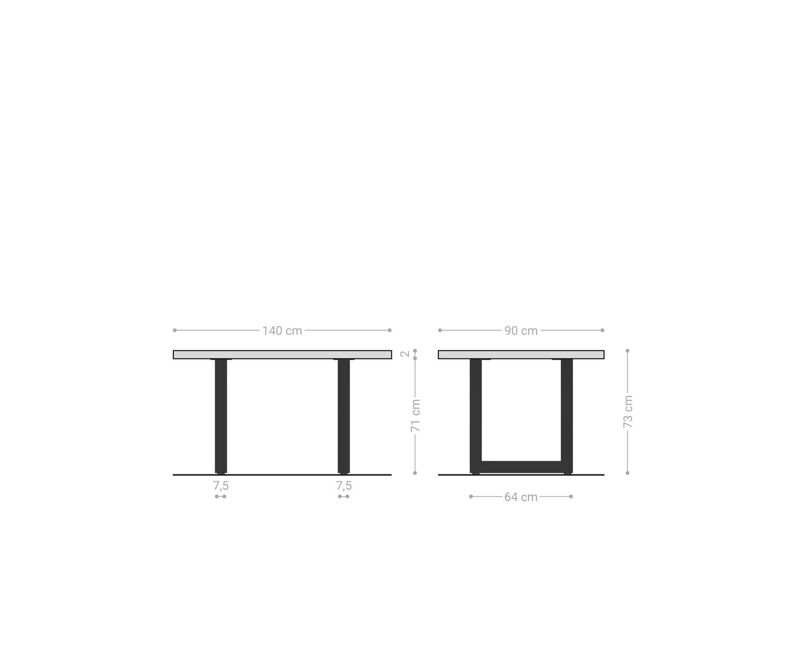 Dining Table Olympus 140x90cm Acacia Wood Natural Square Frame Slim Steel