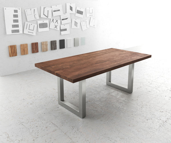 Dining Table Olympus 200x100cm Acacia Wood Brown Square Frame Steel
