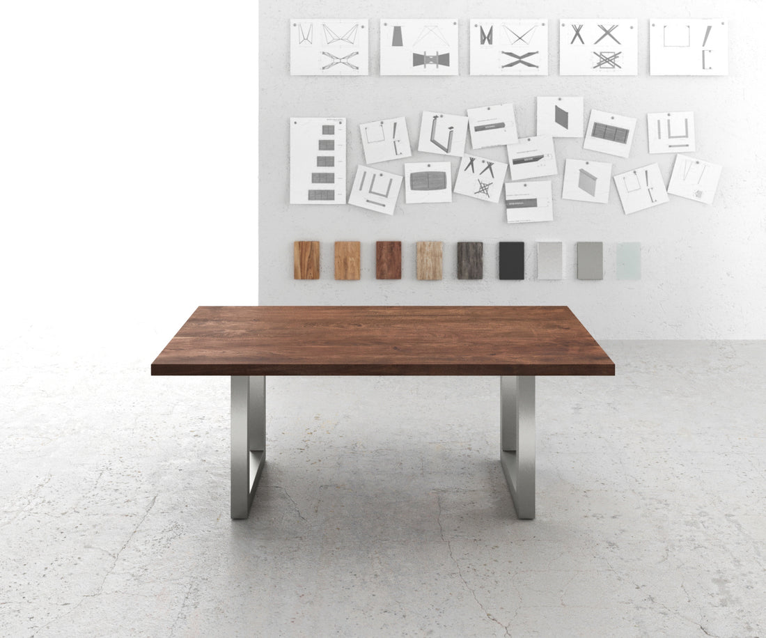 Dining Table Olympus 200x100cm Acacia Wood Brown Square Frame Steel