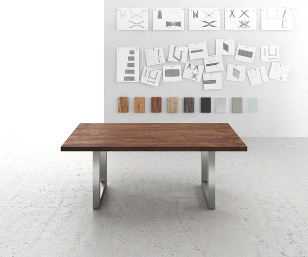 Dining Table Olympus 200x100cm Acacia Wood Brown Square Frame Steel