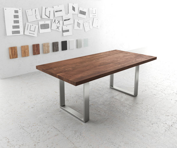 Dining Table Olympus 200x100cm Acacia Wood Brown Square Frame Slim Steel
