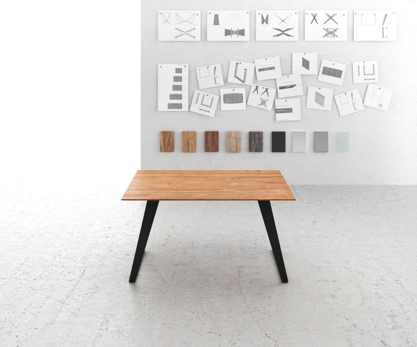 Dining Table Olympus 140x90cm Acacia Wood Natural Slanted Frame Black