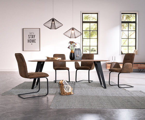 Dining Table Olympus 200x100cm Acacia Wood Natural Slanted Frame Black