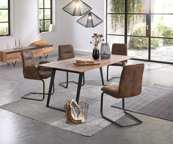 Dining Table Olympus 200x100cm Acacia Wood Natural Slanted Frame Black
