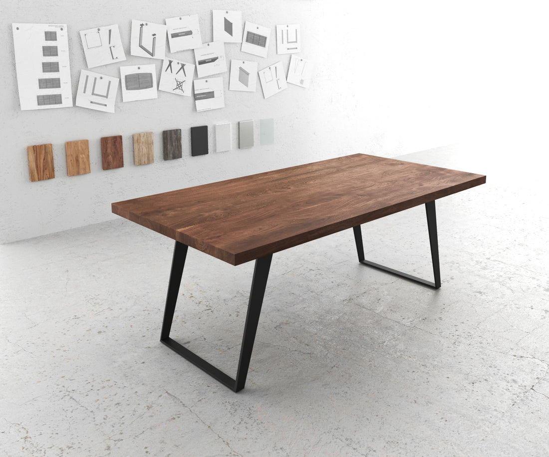 Dining Table Olympus 200x100cm Acacia Wood Brown Slanted Frame Black