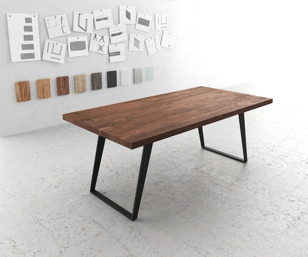 Dining Table Olympus 200x100cm Acacia Wood Brown Slanted Frame Black