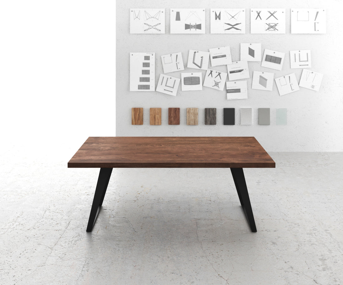 Dining Table Olympus 200x100cm Acacia Wood Brown Slanted Frame Black