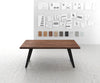 Dining Table Olympus 200x100cm Acacia Wood Brown Slanted Frame Black