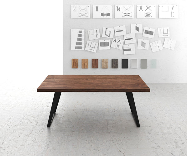 Dining Table Olympus 200x100cm Acacia Wood Brown Slanted Frame Black
