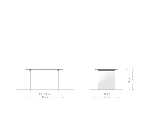 Dining Table Olympus 140x90cm Acacia Wood Natural Glass Frame