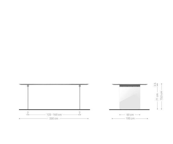 Dining Table Olympus 200x100cm Acacia Wood Natural Glass Frame