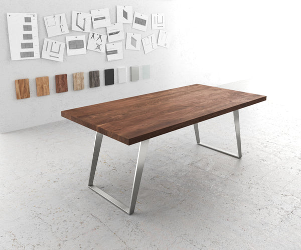 Dining Table Olympus 200x100cm Acacia Wood Brown Slanted Frame Steel
