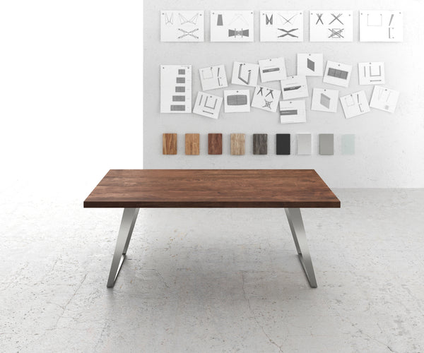 Dining Table Olympus 200x100cm Acacia Wood Brown Slanted Frame Steel